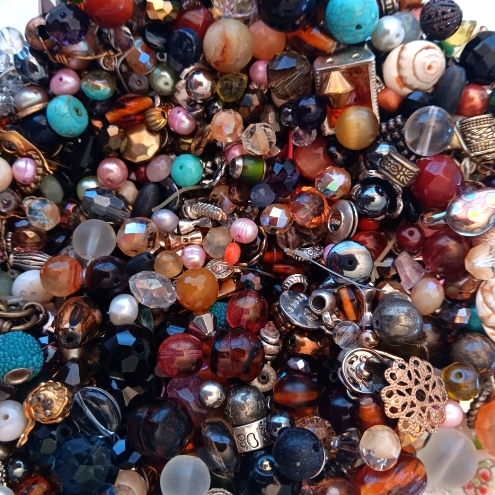 Natural Gemstone And Crystal Beads, Silver And Gold Spacer Beads Lot Of 300.